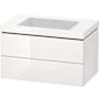 Duravit L-Cube 32" Wall Mounted Single Basin Vanity Set with Cabinet and Ceramic Vanity Top High Gloss White Decor