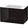Duravit L-Cube 32" Wall Mounted Single Basin Vanity Set with Cabinet and Ceramic Vanity Top High Gloss Black
