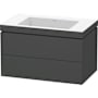 Duravit L-Cube 32" Wall Mounted Single Basin Vanity Set with Cabinet and Ceramic Vanity Top Matte Graphite