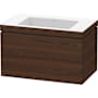 Duravit L-Cube 32" Wall Mounted Single Basin Vanity Set with Cabinet and Ceramic Vanity Top Brushed Walnut