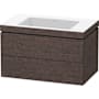Duravit L-Cube 32" Wall Mounted Single Basin Vanity Set with Cabinet and Ceramic Vanity Top Brushed Dark Oak