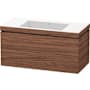Duravit L-Cube 40" Wall Mounted Single Basin Vanity Set with Cabinet and Ceramic Vanity Top Dark Walnut