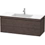Duravit L-Cube 48" Wall Mounted Single Basin Vanity Set with Cabinet and Ceramic Vanity Top Brushed Dark Oak