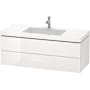 Duravit L-Cube 48" Wall Mounted Single Basin Vanity Set with Cabinet and Ceramic Vanity Top High Gloss White