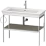 Duravit White Tulip 38-3/4" Rectangular Brass Console Bathroom Sink with Single Faucet Hole Satin Matte Stone Gray