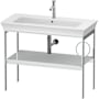 Duravit White Tulip 38-3/4" Rectangular Brass Console Bathroom Sink with Single Faucet Hole High Gloss White