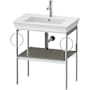 Duravit White Tulip 26-7/8" Rectangular Brass Console Bathroom Sink with Single Faucet Hole Satin Matte Stone Gray