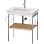 Duravit White Tulip 26-7/8" Rectangular Brass Console Bathroom Sink with Single Faucet Hole Natural Oak