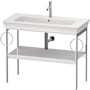 Duravit White Tulip 38-3/4" Rectangular Brass Console Bathroom Sink with Single Faucet Hole High Gloss White