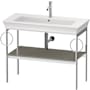 Duravit White Tulip 38-3/4" Rectangular Brass Console Bathroom Sink with Single Faucet Hole Satin Matte Stone Gray