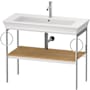 Duravit White Tulip 38-3/4" Rectangular Brass Console Bathroom Sink with Single Faucet Hole Natural Oak