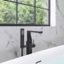 DXV Square Floor Mounted Tub Filler - Includes Hand Shower Matte Black