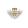 Elegant Lighting Emilia 3 Light 14" Wide Semi-Flush Bowl Ceiling Fixture with Clear Crystal Accents Brass