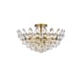 Elegant Lighting Emilia 5 Light 18" Wide Semi-Flush Bowl Ceiling Fixture with Clear Crystal Accents Brass