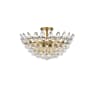 Elegant Lighting Emilia 5 Light 20" Wide Semi-Flush Bowl Ceiling Fixture with Clear Crystal Accents Brass