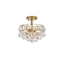 Elegant Lighting Savannah 3 Light 12" Wide Semi-Flush Bowl Ceiling Fixture with Clear Crystal Accents Brass