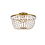 Elegant Lighting Cora 3 Light 13" Wide Semi-Flush Bowl Ceiling Fixture with Clear Crystal Accents Brass
