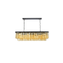 Elegant Lighting Sydney 12 Light 50" Wide Crystal Linear Chandelier with Golden Teak Royal Cut Crystals Matte Black