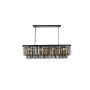 Elegant Lighting Sydney 12 Light 50" Wide Crystal Linear Chandelier with Silver Shade Royal Cut Crystals Matte Black