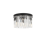Elegant Lighting Sydney 3 Light 16" Wide Flush Mount Drum Ceiling Fixture with Clear Royal Cut Crystals Matte Black