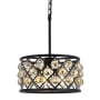 Elegant Lighting Madison 4 Light 16" Wide Crystal Pendant with Golden Teak Royal Cut Crystals Matte Black