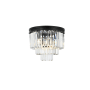 Elegant Lighting Sydney 9 Light 20" Wide Flush Mount Drum Ceiling Fixture with Clear Royal Cut Crystals Matte Black