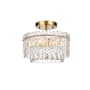 Elegant Lighting Emilia 3 Light 12" Wide Semi-flush Ceiling Fixture Satin Gold