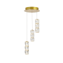 Elegant Lighting Polaris 3 Light 12" Wide LED Crystal Multi Light Pendant with Clear Royal Cut Crystals Gold