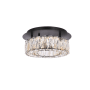 Elegant Lighting Monroe 12" Wide LED Semi-Flush Ceiling Fixture with Clear Crystal Accents Black