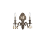 Elegant Lighting Monarch 2 Light 12" Tall Wall Sconce with Golden Teak Royal Cut Crystals Pewter