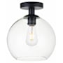 Elegant Lighting Baxter 10" Wide Semi-flush Globe Ceiling Fixture Black / Clear