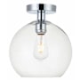 Elegant Lighting Baxter 10" Wide Semi-flush Globe Ceiling Fixture Chrome / Clear