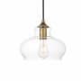 Elegant Lighting Destry 9" Wide Mini Pendant Brass / Clear