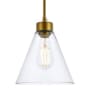 Elegant Lighting Mera 8" Wide Mini Pendant with Clear Glass Shade Brass