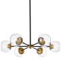 Elegant Lighting Briggs 6 Light 30" Wide Chandelier with Clear Glass Shades Black / Brass