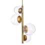 Elegant Lighting Wells 4 Light 18" Wide Pendant with Clear Glass Shades Brass
