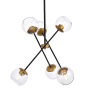 Elegant Lighting Axl 6 Light 24" Wide Sputnik Chandelier with Clear Glass Shades Black / Brass