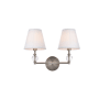 Elegant Lighting Bethany 2 Light 17" Wide Vanity Light Satin Nickel / White