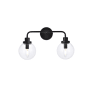 Elegant Lighting Hanson 2 Light 19" Wide Vanity Light Black / Clear