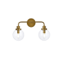 Elegant Lighting Hanson 2 Light 19" Wide Vanity Light Brass / Clear