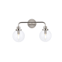 Elegant Lighting Hanson 2 Light 19" Wide Vanity Light Polished Nickel / Clear