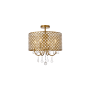 Elegant Lighting Elise 4 Light 17" Wide Semi-Flush Drum Ceiling Fixture with Clear Royal Cut Crystals Brass