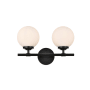 Elegant Lighting Ansley 2 Light 10" Tall Bathroom Sconce Black / Frosted White