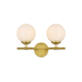 Elegant Lighting Ansley 2 Light 10" Tall Bathroom Sconce Brass / Frosted White