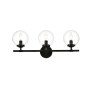 Elegant Lighting Ingrid 3 Light 10" Tall Bathroom Sconce Black / Clear