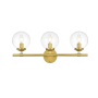 Elegant Lighting Ingrid 3 Light 10" Tall Bathroom Sconce Brass / Clear