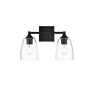 Elegant Lighting Gianni 2 Light 10" Tall Bathroom Sconce Black / Clear