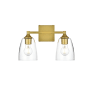 Elegant Lighting Gianni 2 Light 10" Tall Bathroom Sconce Brass / Clear