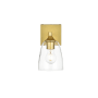 Elegant Lighting Gianni 10" Tall Bathroom Sconce Brass / Clear