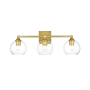 Elegant Lighting Eero 3 Light 25" Wide Vanity Light Brass / Clear